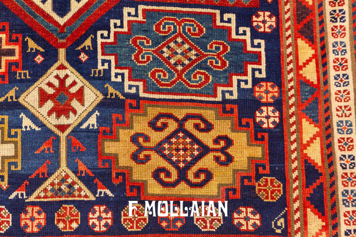 Hand-knotted Caucasian Kazak Moghan Antique Rug n°:54882943